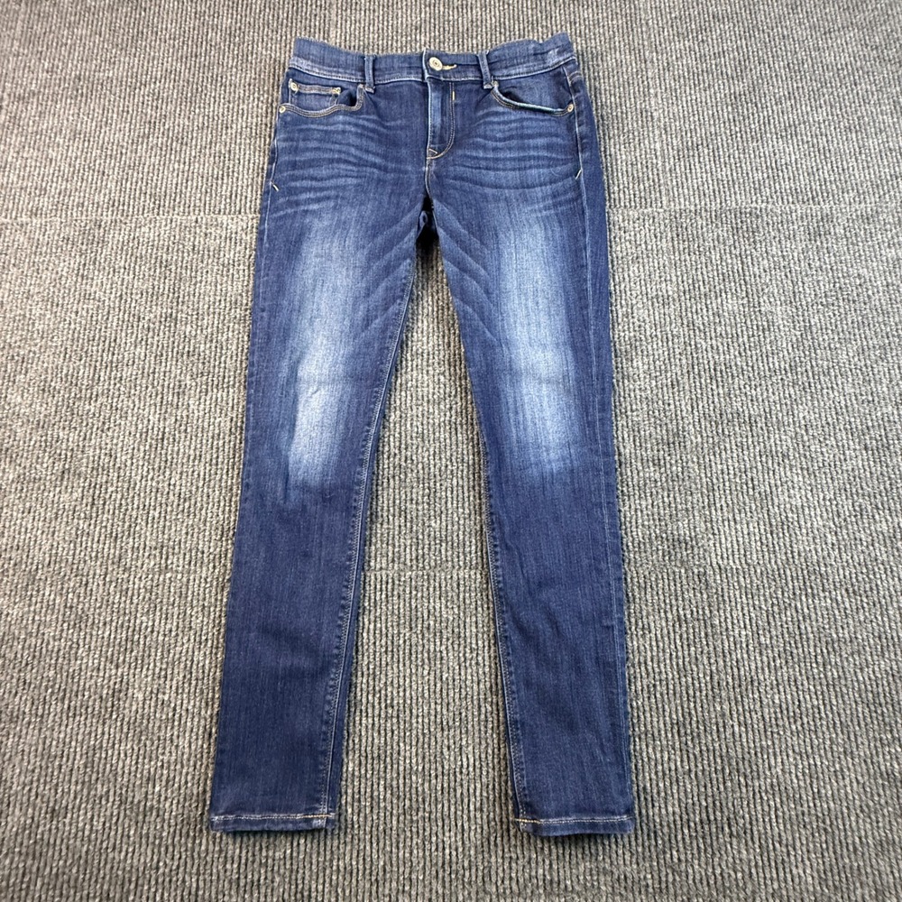 Express Mia MidRise Legging Jeans Size 8R Dark Wash Blue Denim Whiskered Stretch